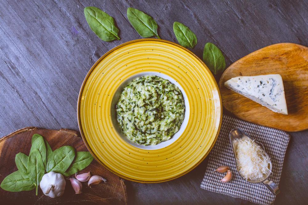 Risotto con spinaci e gorgonzola